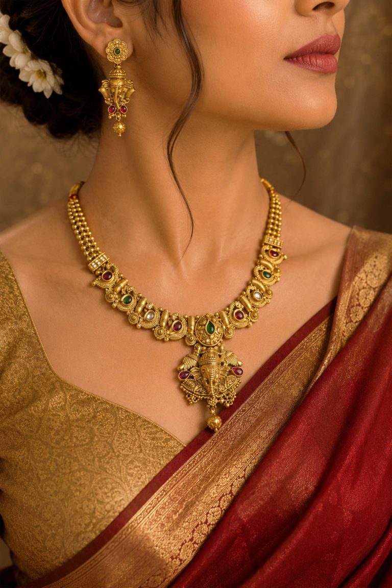 Ganesha Heritage Temple Necklace Set Hover Image