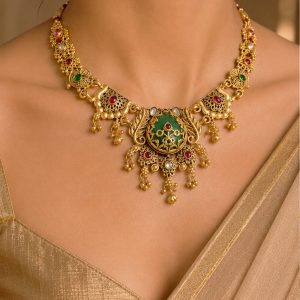 Royal Heritage Statement Necklace Set with Earrings Hover Image