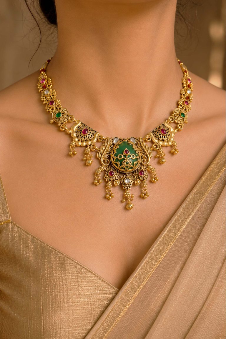 Royal Heritage Statement Necklace Set with Earrings Hover Image