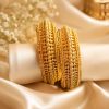 Designer Gold Bangles Set – Intricate Traditional Gold Plated Bangles (Kada)