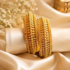 Designer Gold Bangles Set – Intricate Traditional Gold Plated Bangles (Kada)