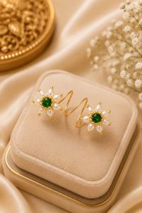 Pearl Floral Ring – Elegant Gold Finish Statement Ring