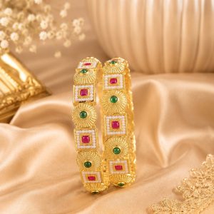 premium-gold-finish-bangles-green-red-stones-img