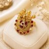 Royal Ruby Stone Statement Ring – Traditional Gold Finish Ring