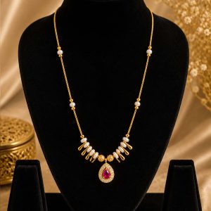 Ruby Elegance Pearl Drop Necklace Hover Image