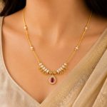 Ruby Elegance Pearl Drop Necklace