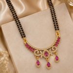 Victorian Long Mangalsutra with Ruby Pink Stones