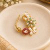 Traditional Green & Ruby Stone Pearl Nath | Maharashtrian Nath