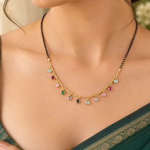 Multicolor Stone Mangalsutra | Elegant Black Beaded Mangalsutra Necklace