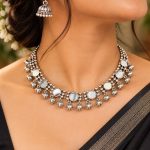 oxidised-silver-mirror-necklace-set-jhumka-earrings