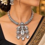 Oxidised Silver Statement Necklace Set with Earrings